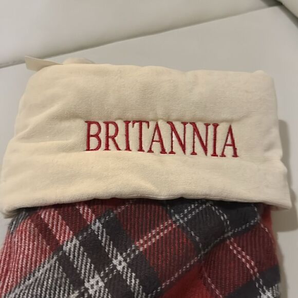 NWT-Pottery Barn Hamilton Plaid Christmas stocking monogram Britannia - Picture 5 of 6